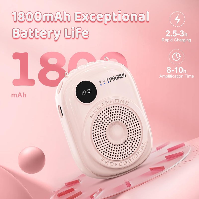 PRUNUS Voice Amplifier for Teacher,Portable Wired Voice Amplifier with Microphone Headset and Speaker,Rechargeable Mini Voice Amplifier for Classroom,Speech,Training,Tour Guide,Pearl Chain Design-Pink - Image 5